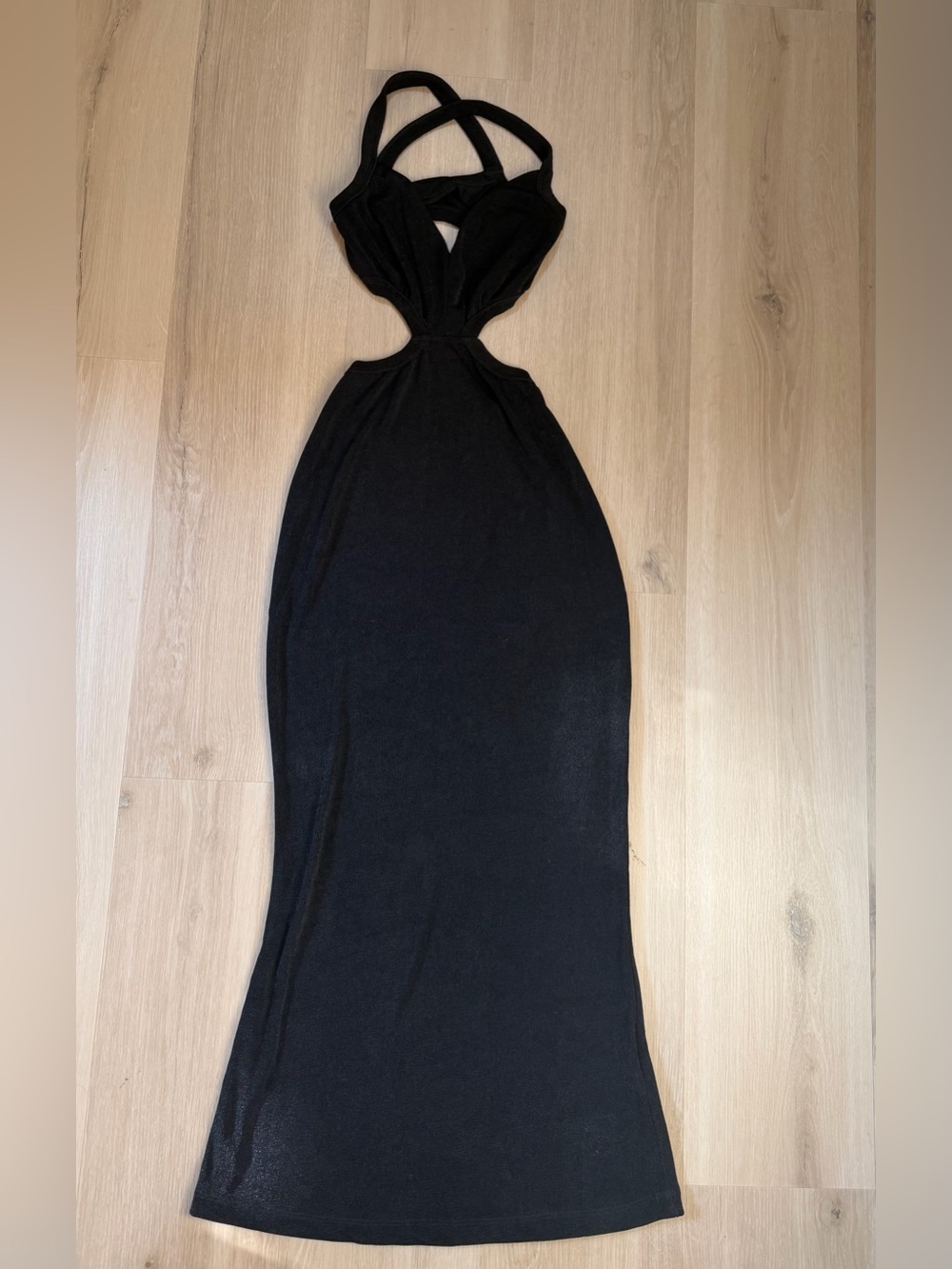 Black Shimmer Cutout Maxi Dress